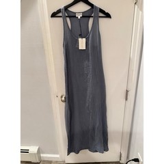 Felicite Blue Cotton Gauze Racerback Maxi Dress Size 1 Made in USA NEW