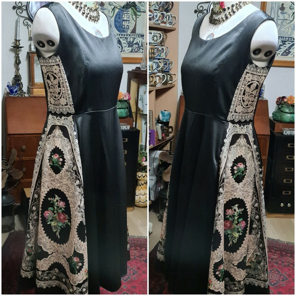 Michal Negrin Rich Satin Dramtic Dress ~ Sz. 44/L ~ NWT