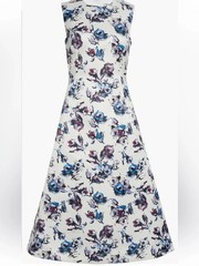 Emilia Wickstead Rumi Floral Satin Fit & Flare Midi Dress, NWT, 1500 USD, Size 8