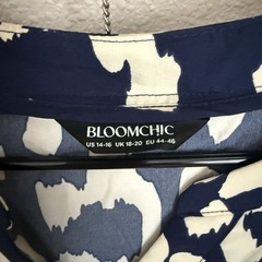BloomChic Notched Leopard Print Cap Sleeve Ruffle Dress Navy 14-16 XL Animal