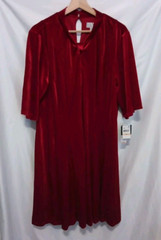 SIGNATURE Robbie Bee Shift Dress 2X Red Velvet Pleated Keyhole Neck
