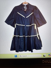 Sofie the Label Women&rsquo;s Button Front Navy Mini Ruffled Dress Size M Used