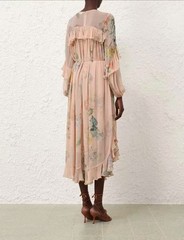 NWT Zimmermann Summer Fresh Elegant Peach Hydrangea Print Tie Waist Maxi Dress