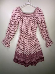 Hollister Floral Boho Peasant Mini Dress 100% Vicose Small Cottagecore Ruffle