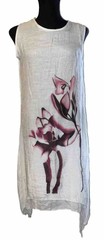 Tendency Gauzy Sleeveless Floral Midi-Dress Layered Handkerchief Hem Sz xL