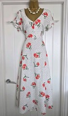 Vintage 1940s 1950s Twinwood Style Floral Polka-dot Midi Summer Dress Size 12