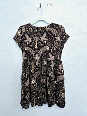 Disturbia Mini Dress Size 10 Hecates Garden Skater Bird Fern Goth Alt Witchy