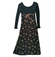 90s Maxi Dress VTG Whimsigoth Mixed Media Black Size Small* (Waist 27&Prime;)