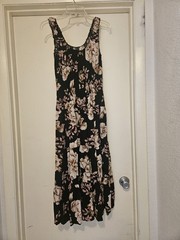 Lapis Sleeveless Stretch Lined Black Cream Brown Sz L Maxi Dress