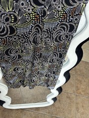 Studio M Black Floral Sheath Dress Scoop Neck Sleeveless Stretch Ruffle Size S