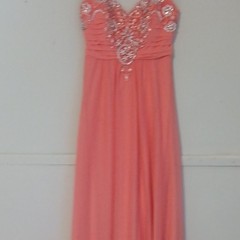My Michelle Pink Beaded V-Neck Sleeveless Long Gown Juniors Size 3