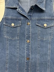 Denim Shirt Dress M Blue Sleeveless Button Front Chest Pockets Casual Western