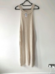 Primark Midi Dress Size 18 20 Beige Netted Casual Boho Summer Beach Crochet