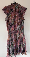 1. State Floral Sleeveless Mockneck Dress Ruffles Elastic Waist Size Small
