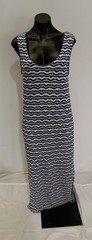 Lost + Wander Women&rsquo;s Wave Open Stitch Maxi Dress CA4 Off-White-Navy Size M/L