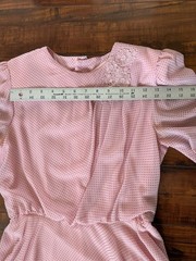 Vintage Lamballe Contemporary Pink Polka Dot Floral Appliqué Midi Dress Size S