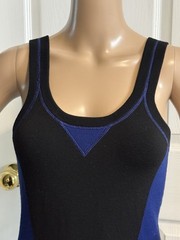 Alexander Wang Dress Bodycon Mini Knit Black Blue XS Wool Blend Sleeveless