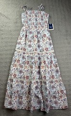 Roller Rabbit Dress Womens XS Multicolor Floral Smocked Maxi Boho Sundress NWT