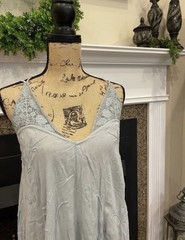 Free People Intimately Light Sky Blue Crochet Tank Flowy Dress Size XS NWT