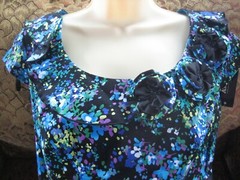 NWT 97% cotton floral bright blue purple black dress sz 6 Another Thyme