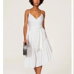 Marissa Webb White Linen Midi Dress SIZE 2 Cottage Ruffle Sundress Designer $330
