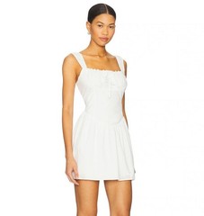 More To Come Revolve Maddie White Poplin Shirred Bust Mini Dress Size Small NWT