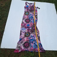 Womens Artsy Maxi Dress Size S Floral Gypsy Beach Coastal Festival Whimsical