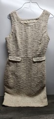 Love21 Size Small Womens Tweed Business Cocktail Beige/gold Dress