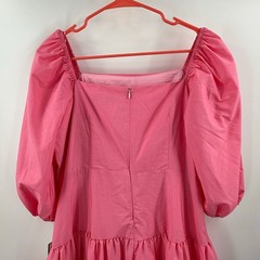 Taylor Dress Women&rsquo;s Size 12 NWT Solid Pink Carnation Tiered 3/4 Puff Sleeve