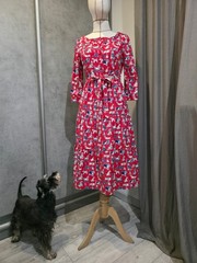 Cath Kidston Vintage Style Dog Print Dress Red Size UK 10 US 6 EU 38 PERFECT