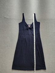 Free People Women Fit & Flare Dress S Navy Blue Floral Lace Sleeveless Cocktail