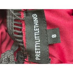 NWT PrettyLittleThing Burgundy Lace Ruffle Detail Plunge Maxi Dress Size 8