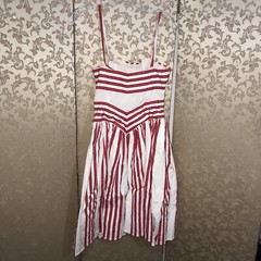 Anthropologie Odille Red Multi-Color Striped Regatta Dress Size 4