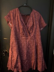 Retro Chic by Torrid Women&rsquo;s Plus Size 20 Burgundy Geometric V-Neck Dress