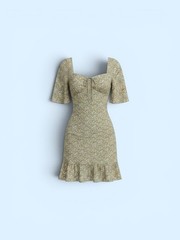 Primark Cares Green Floral Flutter Sleeve Mini Dress with Tie Front