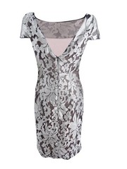 Calvin Klein Women&rsquo;s Embroidered Mesh Sheath Dress (4, Silver/Black)