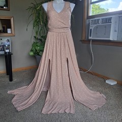 VICI Polka Dot Maxi Dress Flowy Feminine Neutral Tones European Summer Rayon M