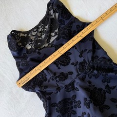 Y2K Whimsigoth Bella Twilight Purple Black Velvet Floral Lace Back Skater Dress
