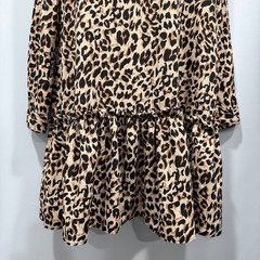 ASOS Animal Print Mini Dress Drop Waist Ruffle Hem Mob Wife Edgy Glam Size 8