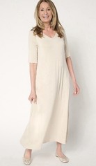 Belle by Kim Gravel Elbow Sleeve Maxi Dress Petite Size SP Sand Bar A683742