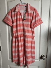 NEW! Cabana Life Nantucket Relaxed Shirt Dress Coral Comfy Casual Sz Large L