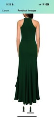 Woosea Womens High-Neck Maxi Dress Cascading Slit S Green Mermaid Gown Wedding