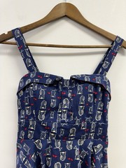 Ixia ModCloth Medium Swing Dress Blue Owl Retro Pin-up