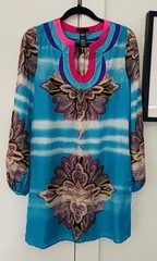 Gorgeous Flowy Custo Barcelona Silk Blue Pink Dress With Pockets Size Small
