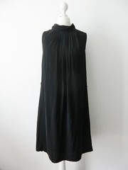 MANGO Black Sheer High Neck Pleated Open Back Midi A-line Sleeveless Dress, S