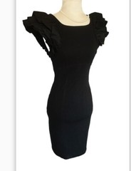 TED BAKER Bodycon BLACK MIDI DRESS SIZE 1 UK 8 EU S knee lenght – very good cond