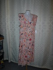 Sleeveless Maxi Dress size XXL Sonoma Pink Multi Floral,Belted 2 side pockets NW