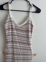 Olive + Oak Striped Knit Midi Tank Dress XS Acrylic Polyester Brown Pink