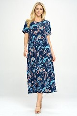 Jostar, Travel Knit Dress, long A-Line, S/S, Stretchy NO-IRON poly/span. 323
