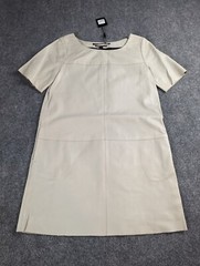 Mackage Leather Mini Dress Beige ,Sand , Size XS Cora NEW